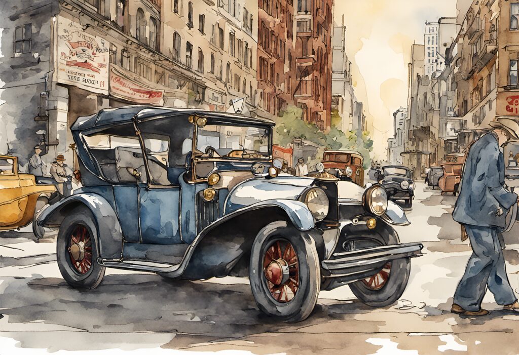 ai generated, antique cars, watercolor